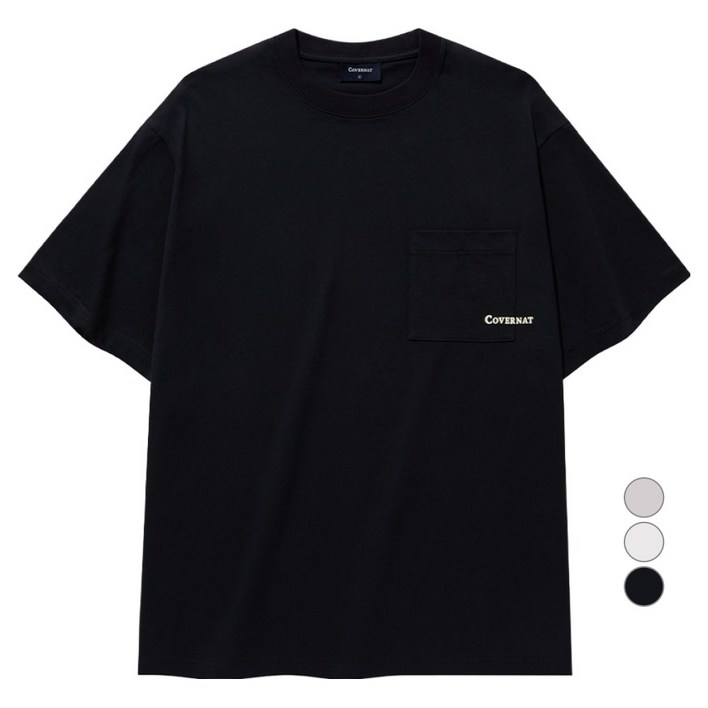커버낫 남녀공용 베이직 포켓 면 티셔츠