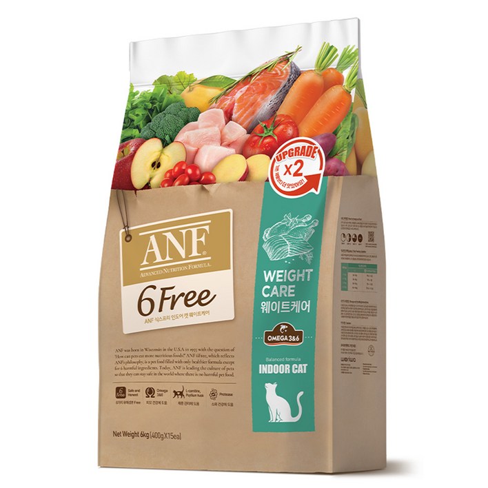 ANF 식스프리 인도어 캣 기능성 사료, 다이어트체중유지, 6kg, 1개