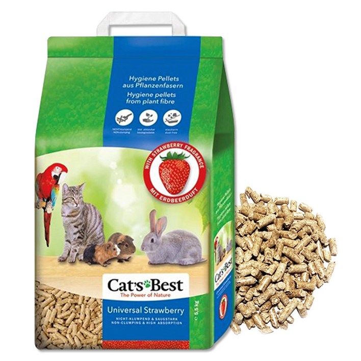 캣츠베스트 고양이 유니버셜 우드파이버 하이진펠렛 모래, 5.5kg, 1개, 딸기향