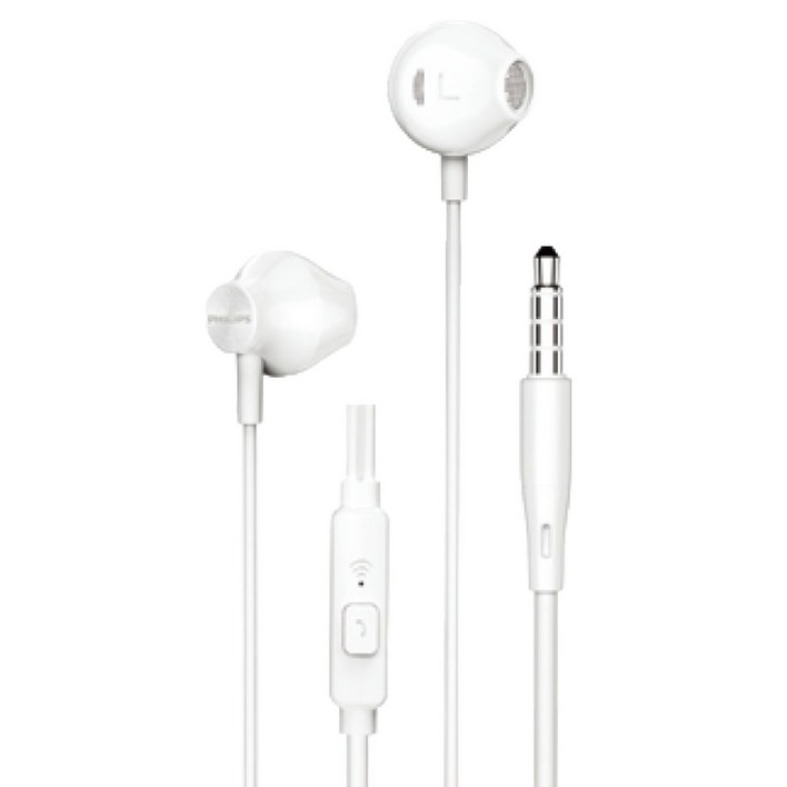 필립스 오픈형 고음질 스테레오 마이크지원 유선 이어폰 3.5mm, TAUE101, 화이트