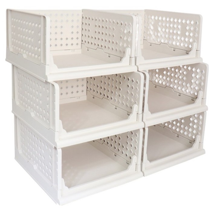 키친앤홈 슬라이딩 리빙박스, 화이트, 6개