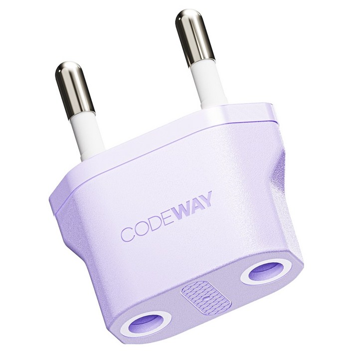코드웨이 돼지코 220V 변환 유럽형 플러그 여행용 어댑터 퍼플 35x43mm