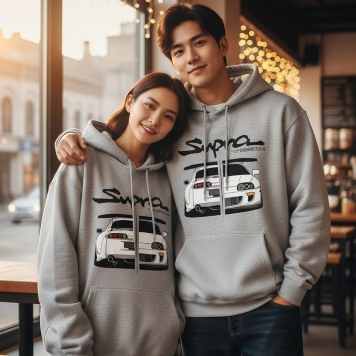 더플로우커머스 남녀공용 플로우폼 수프라카 프린트 레이싱 그래픽 오버핏 후드티