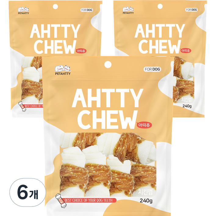 강아지 아띠츄 치킨우유껌 중형 240g, 치킨 우유 혼합맛, 6개