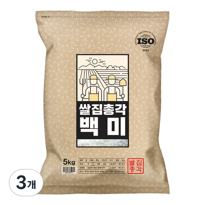 쌀집총각 2024년산 햅쌀 백미 상등급, 5kg(상등급), 3개
