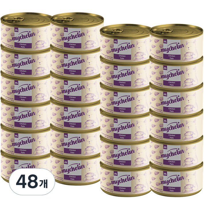 마이슐랭 고양이 주식 비프 파테 습식캔, 닭, 80g, 48개