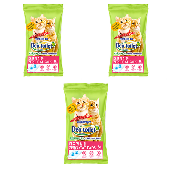 데오토일렛 제로 캣 화장실 패드 다묘가정용 8p