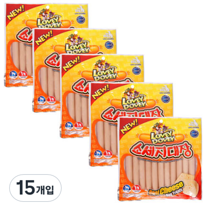 러비더비 강아지 소세지대장 간식 11p, 닭고기 + 치즈 혼합맛, 165g, 15개
