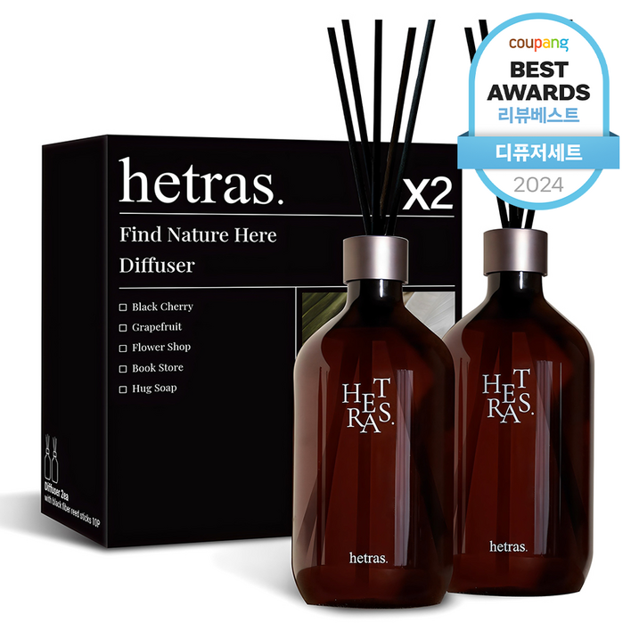 헤트라스 프리미엄 대용량 디퓨저 선물세트, 호텔우드, 2개, 500ml 헤트라스 프리미엄 대용량 디퓨저 선물세트, 호텔우드, 2개, 500ml