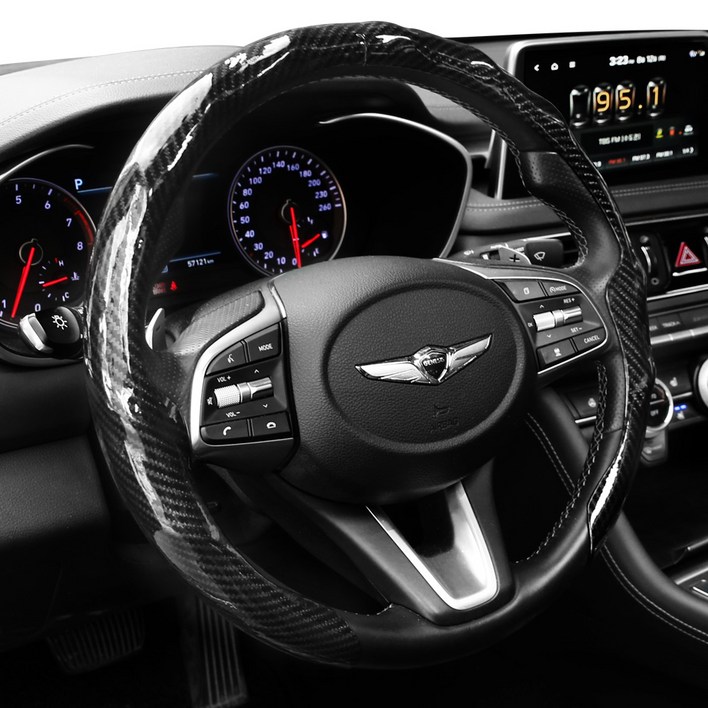 엑스핏 스페셜 리얼카본 차량용 자동차 고급 핸들커버 전차종공용, 블랙