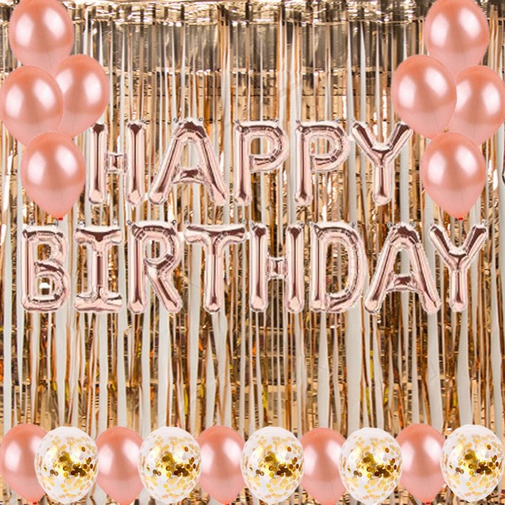 라이프그래피 생일풍선 가랜드 + 컨페티 + 커튼 세트