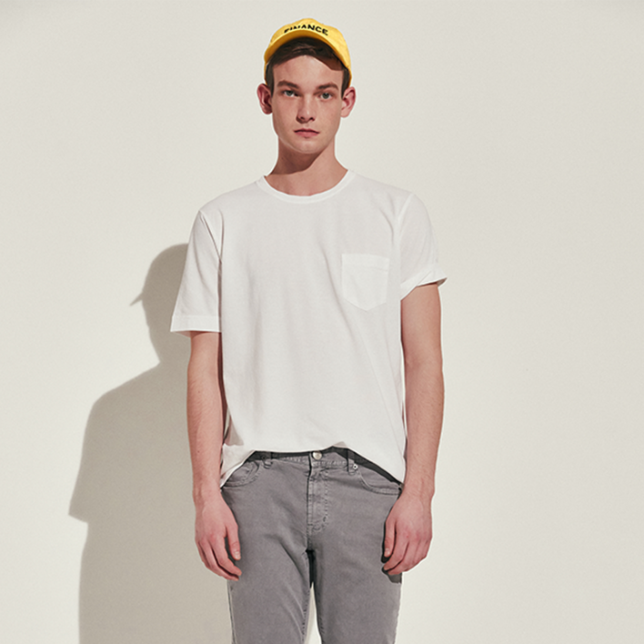 RAUM 남성용 통기성 DRUMOHR 포켓배색 면 반팔티셔츠