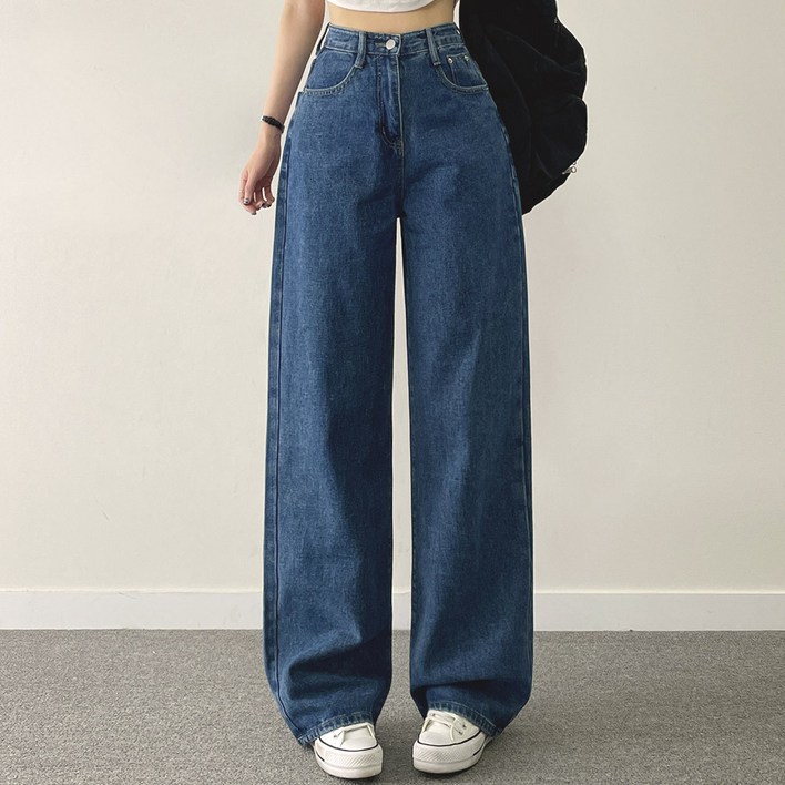 여성용 컴포터블 일자 와이드 데님 팬츠 숏