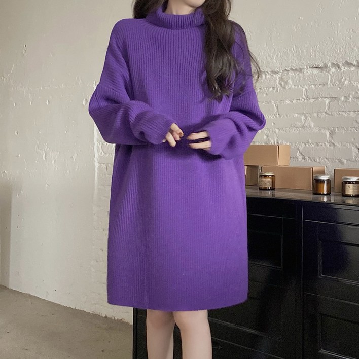 메이첼 보네흐 터틀넥 비비드 컬러 니트 원피스 11136