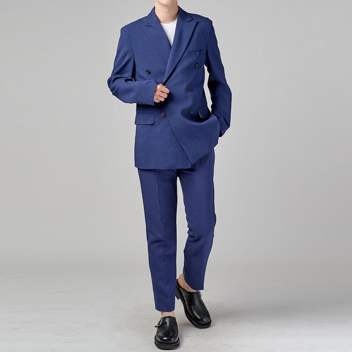 하이후 남성용 린넨 데일리 캐주얼 플랩포켓 더블 수트 세트 HU3002