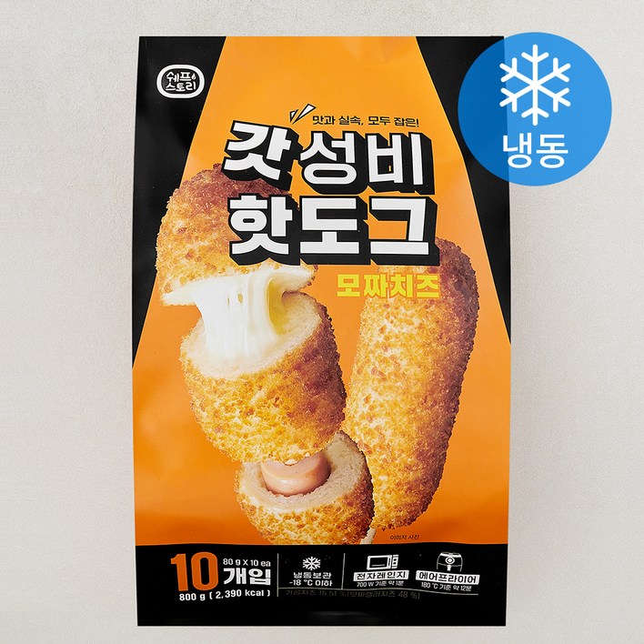 로켓프레시 쉐프스토리 갓성비 치즈 핫도그 냉동, 80g, 1개, 10개입