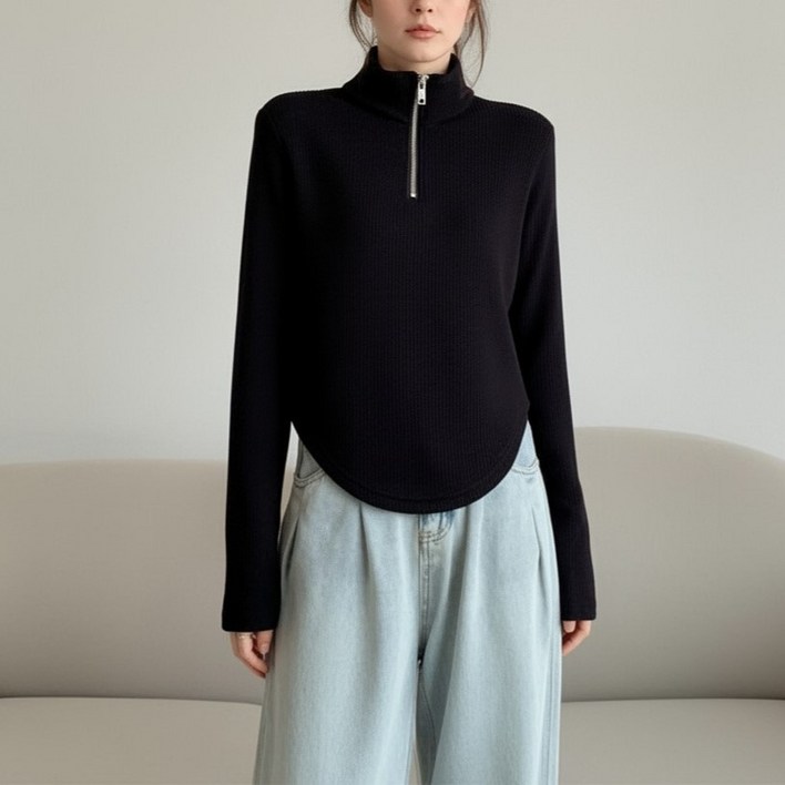 언헤브 여성용 루즈핏 반집업 티셔츠