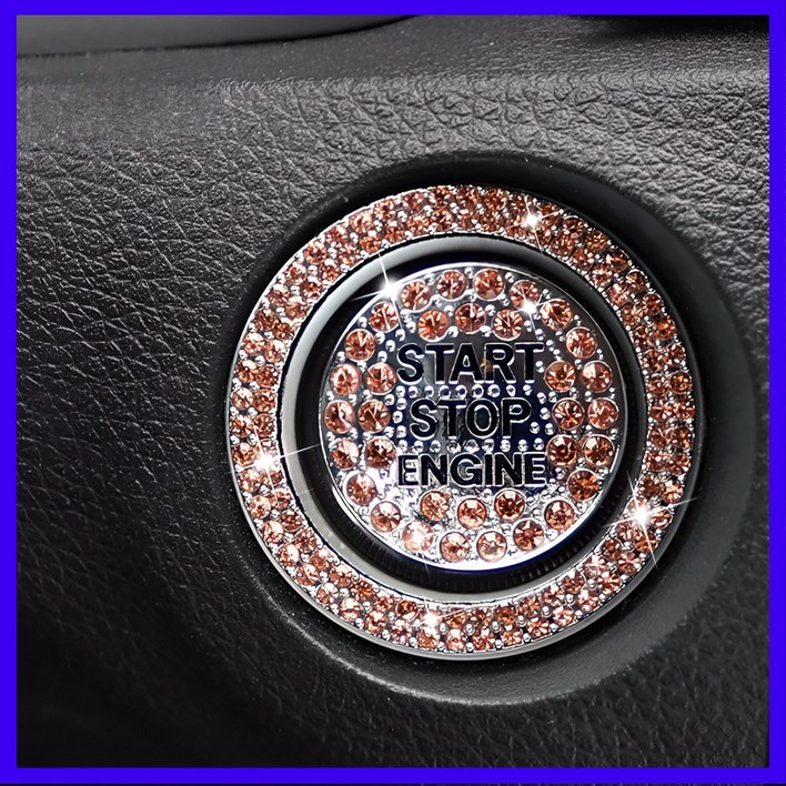 라모아 자동차 스타트버튼 큐빅장식, 1세트, 오렌지크리스탈