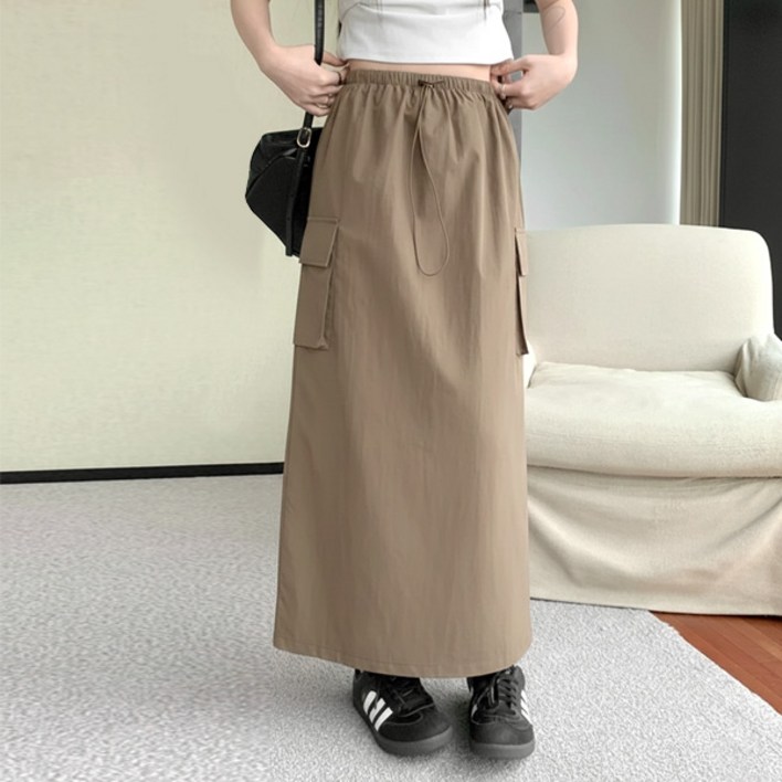 마이쏭 여성 바스락 봄신상 플레인스트링카고롱스커트