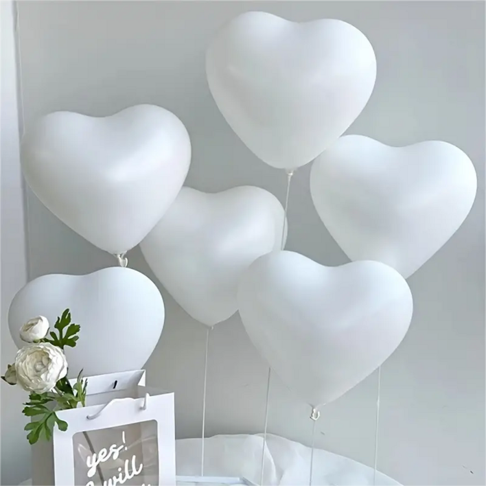CEUQIESO 결혼 생일 기념일 파티 장식을위한 30 조각 흰색 하트 풍선 하트 모양 라텍스 풍선