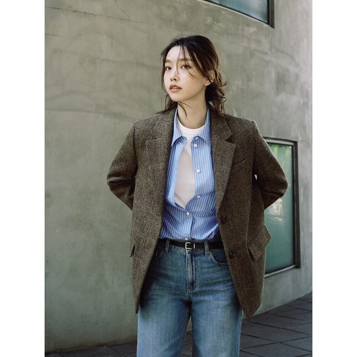 [매장정품] 빈폴레이디스 옥스포드 오버핏 셔츠 라벤더 감성 모던핏