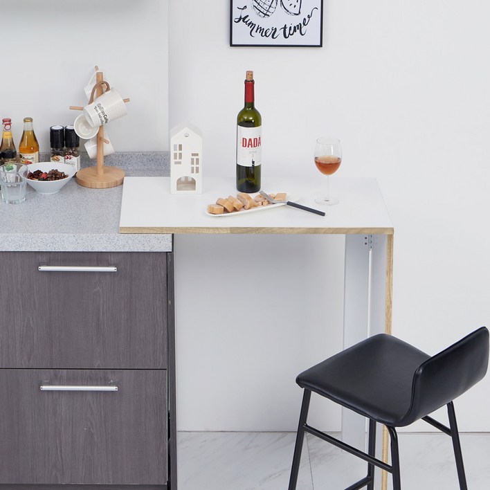 접이식 아일랜드 식탁 반딱테이블 화이트 소형, 화이트, 1인용