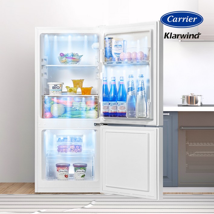캐리어 클라윈드 2도어 콤비 냉장고 120리터 KRDC120WEM1 화이트 가정용 원룸 사무실 호텔추천, KRDC120WEM1