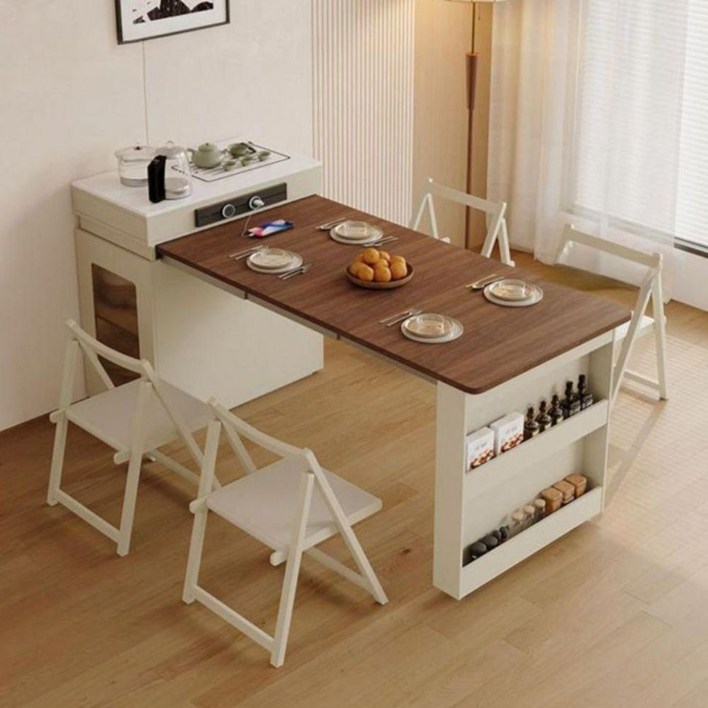 접이식 아일랜드식탁 우드 테이블 홈바 확장형