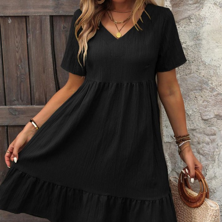 한그래 여성 150 키작녀 예쁜 여름 반팔 캉캉원피스 베이지 그린