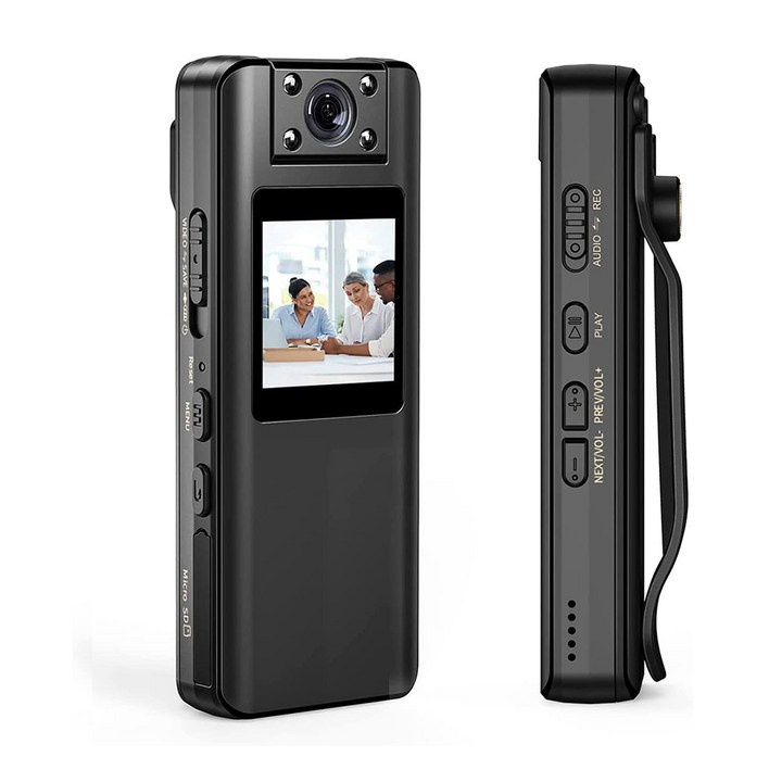 GODA A22 초소형 보안 경찰 바디캠 액션캠 카메라 녹음 캠코더 자전거 블랙박스, 바디캠TF카드128G