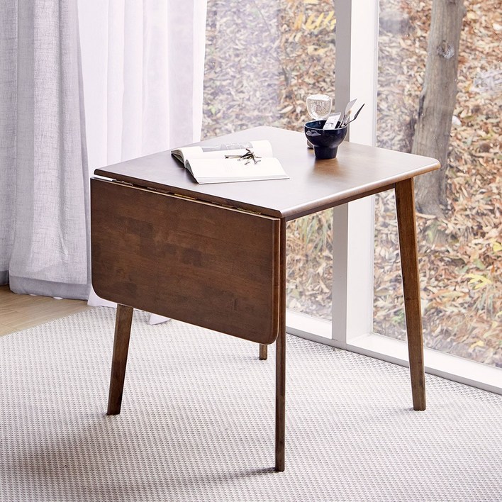 리비니아 크리미 드롭리프 접이식 확장형 원목식탁 테이블 사각 원형 선택 2Colors, 월넛