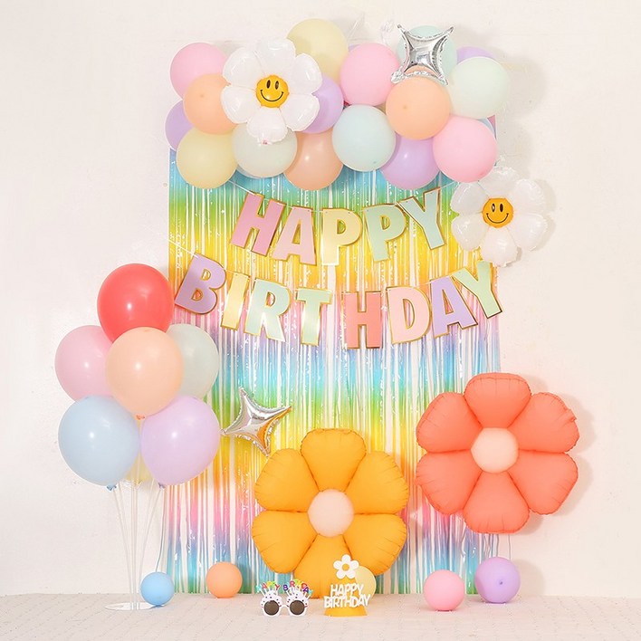 [피앤비유니티] 데이지 풍선구름형 생일세트 생일파티용품세트