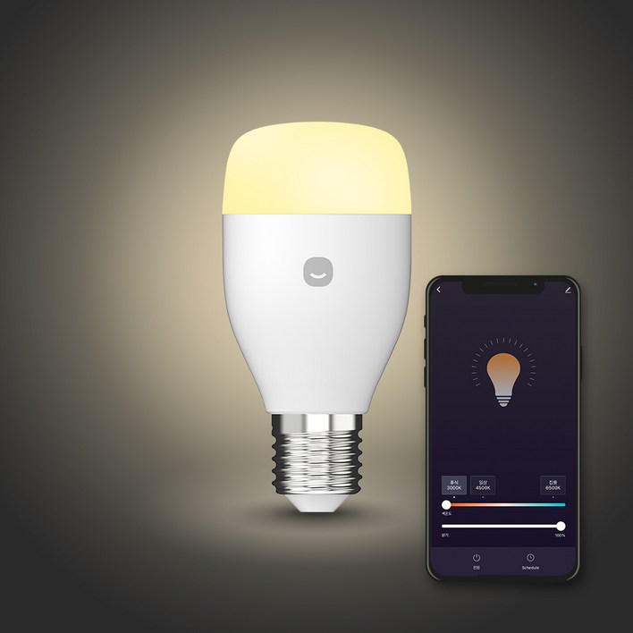 헤이홈 스마트 전구 밝기조절 스마트폰 원격제어, 4개, 주백색