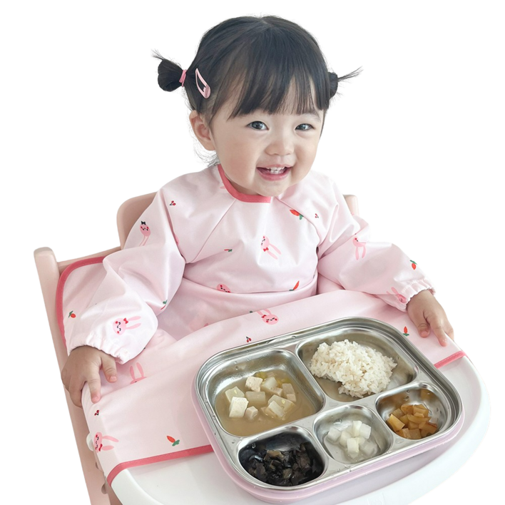 벨베이비 유아용 자기주도 긴팔 부분커버 이유식 턱받이