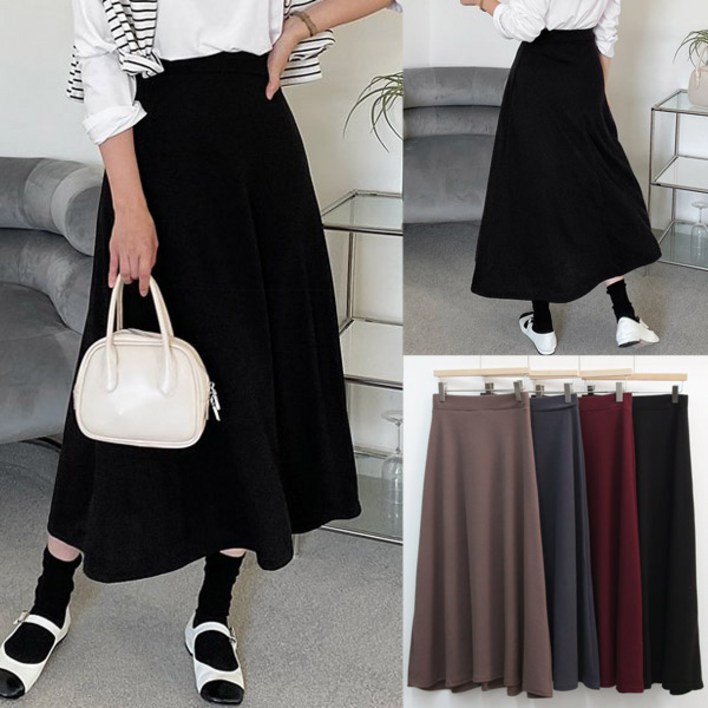 A라인 플레어 롱스커트 밴딩 스판 치마