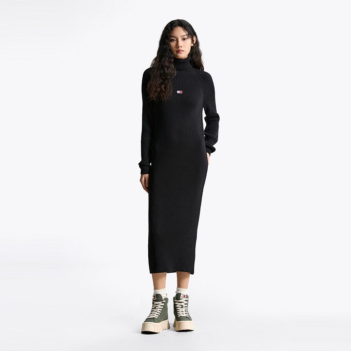 타미힐피거 모크넥 스웨터 맥시 원피스 (T32F7WOP13TWT1BDS)