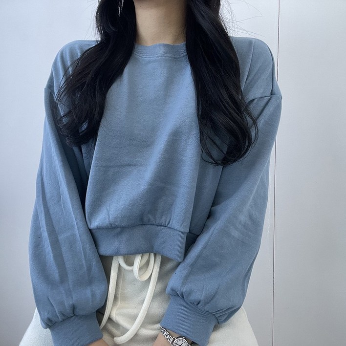 VANANA2 국내제작 비비드컬러 무지 데일리 크롭 아방핏 맨투맨 10color