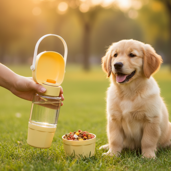 리하망 2in1 투인원 버튼식 반려동물 휴대용 물병