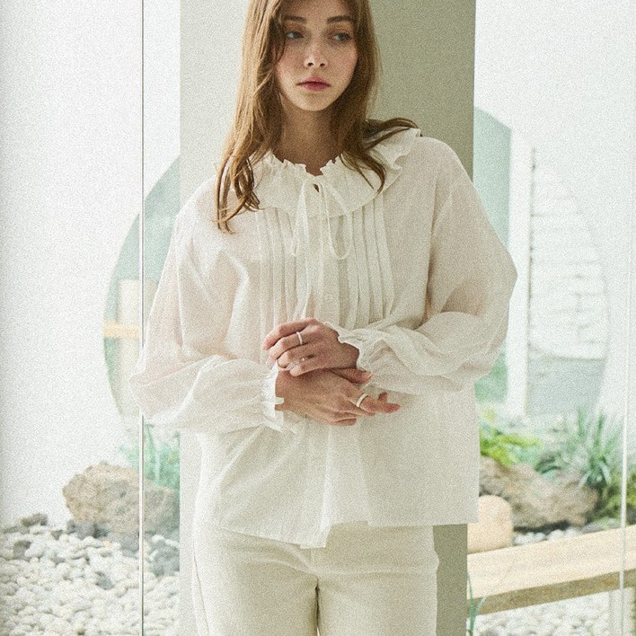 슬로우롤리 Lovely ruffle pintuck blouse