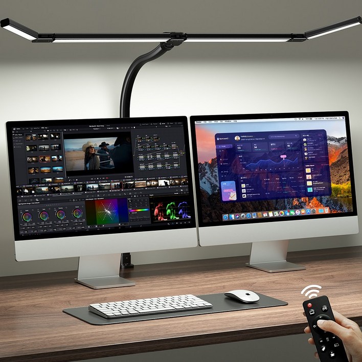 ACMEZING 접이식 확장형 클립형 LED 와이드 스탠드 공부용 스탠드 25가지 색온도밝기 조절  리모컨 D9, 블랙