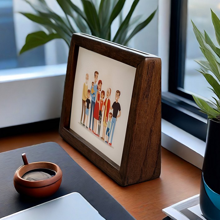 내추럴한 원목 테두리 고급 투명 아크릴 사진 액자