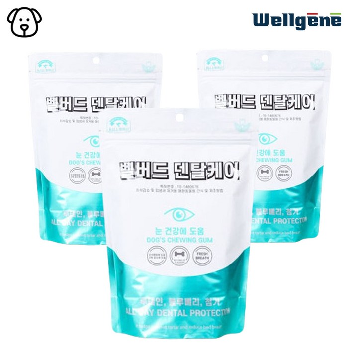 벨버드 푸드 치석제거 강아지 영양 덴탈케어 영양껌, 눈건강, 100g, 3개