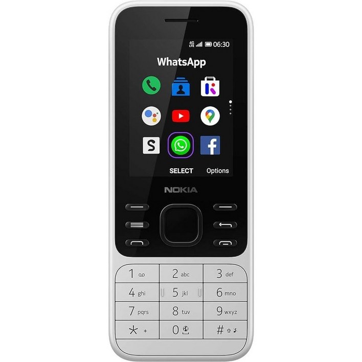 노키아 6300 4G | 언락 듀얼 SIM Wi-Fi 핫스팟 소셜 앱 구글 지도 및 어시스턴트 파우더 화이트 106540 노키아폰