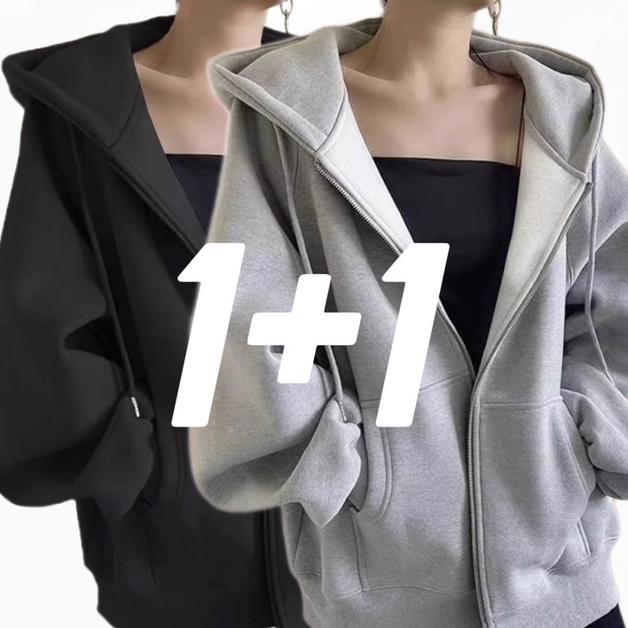 무무 남여공용 기모 후드집업 오버핏 11 2개입