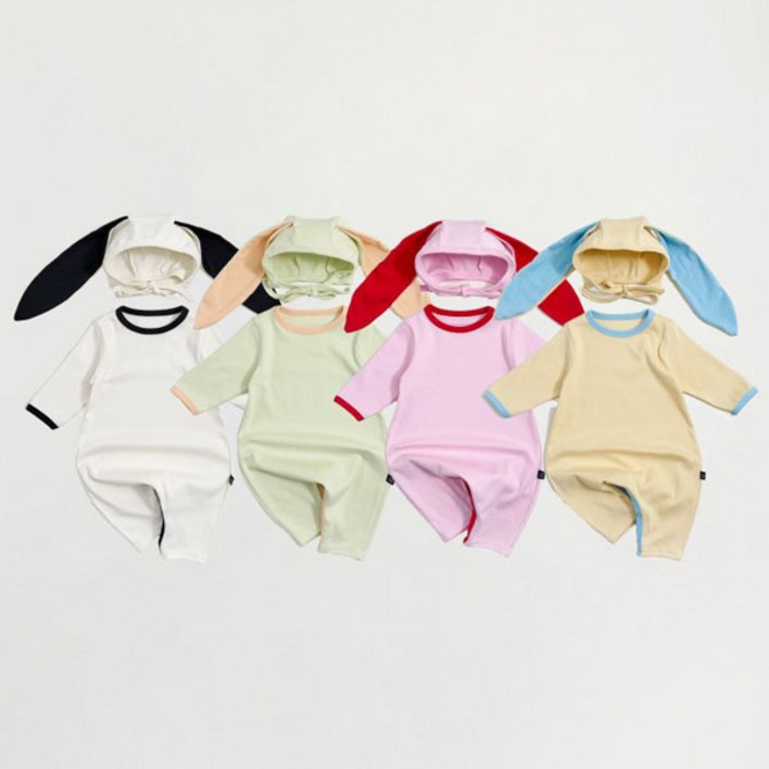 모달 하트 토끼 슈트 보넷 세트