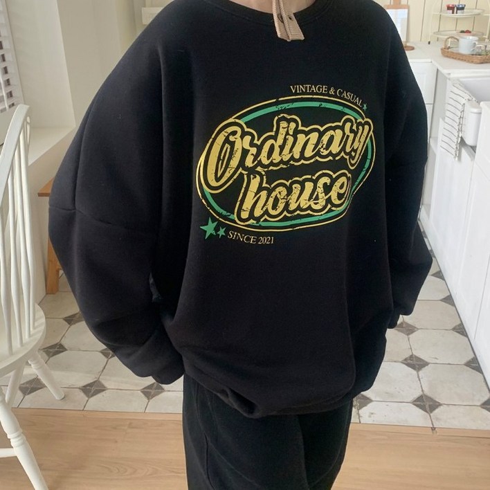 애플망고옷장 빅사이즈 기모 여성 퓨어 오리지널 박스맨투맨 오버핏 티셔츠