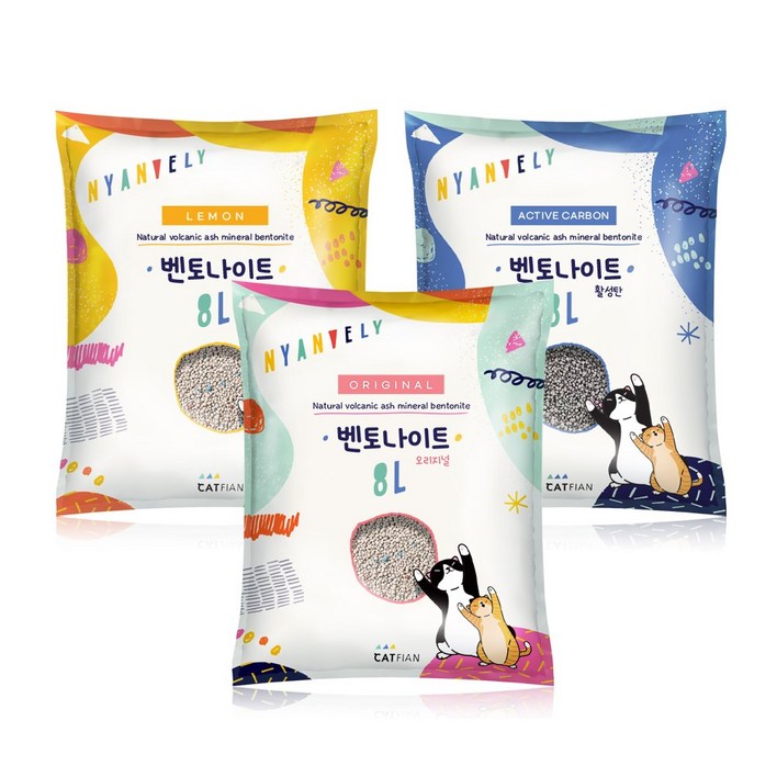 냥블리 벤토나이트 17.4kg (5.8kg x 3개입) 3종 (무향, 레몬, 활성탄), 24L, 1개