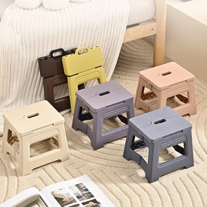 옐스 튼튼한 파스텔톤 스툴 접이식의자, 1개, 파스텔 블루 소형