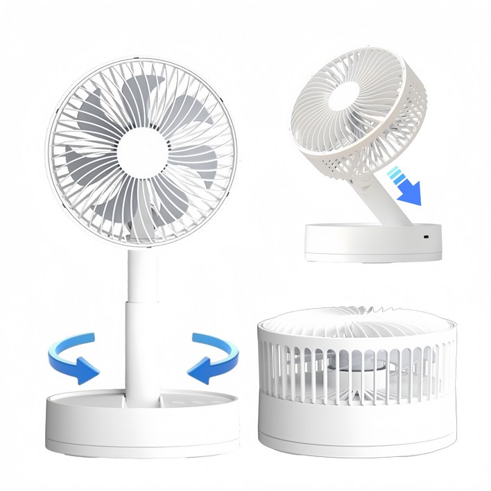 YITUMU BLDC 3D 자동회전 탁상용 무선 휴대용 접이식 선풍기 타이머 미니 서큘레이터 분리세척 7엽
