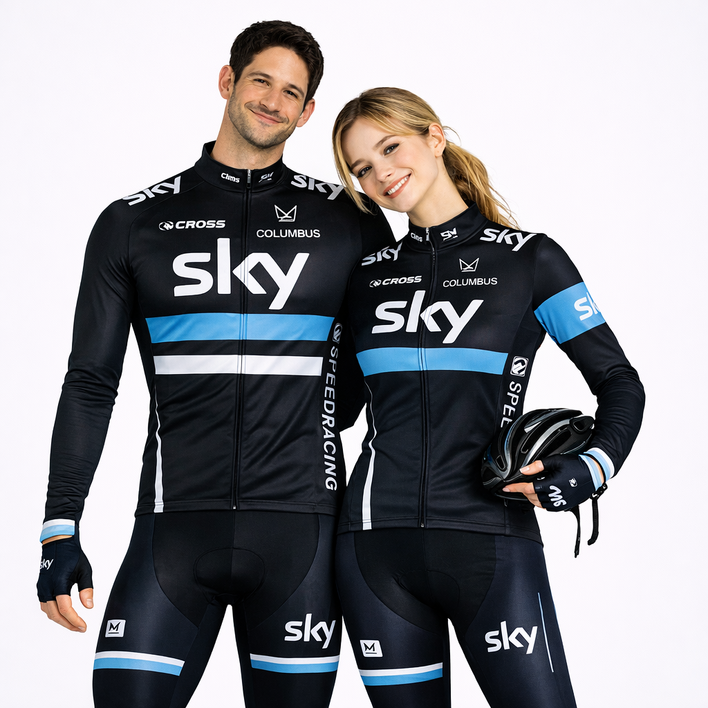 콜럼버스 남녀공용 겨울용 기모원단 긴팔 자전거복 상하의세트 모음자전거의류